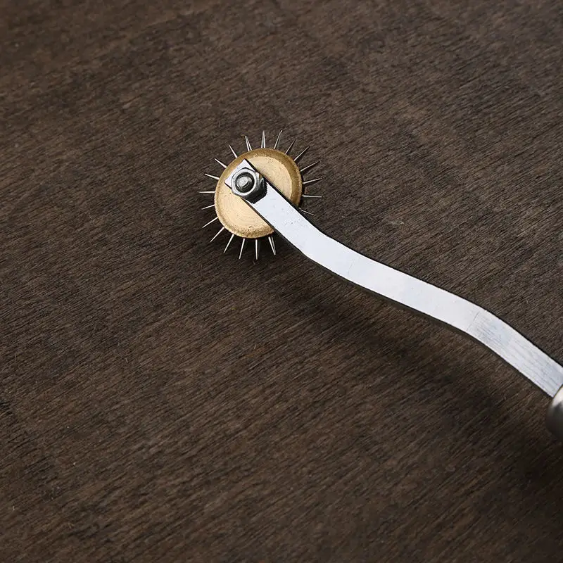 High quality DIY Leather Crafting Tool Wooden Handle Sewing Tracing Wheel tool