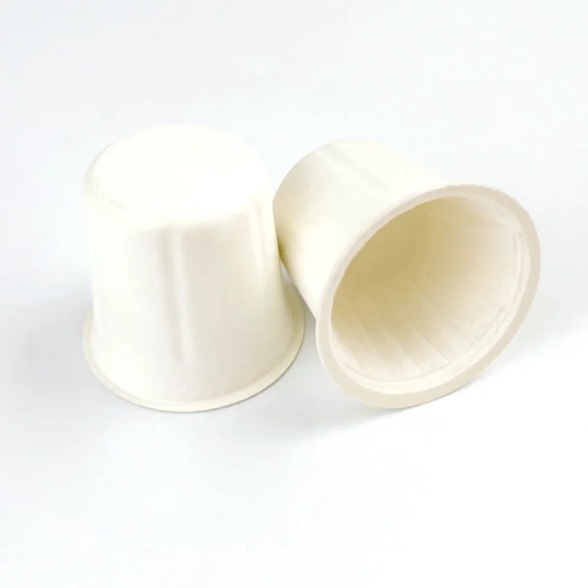 Sugarcane Bagasse Fiber Compostable Compatible Packaging Empty Coffee Capsules with Cup Lids