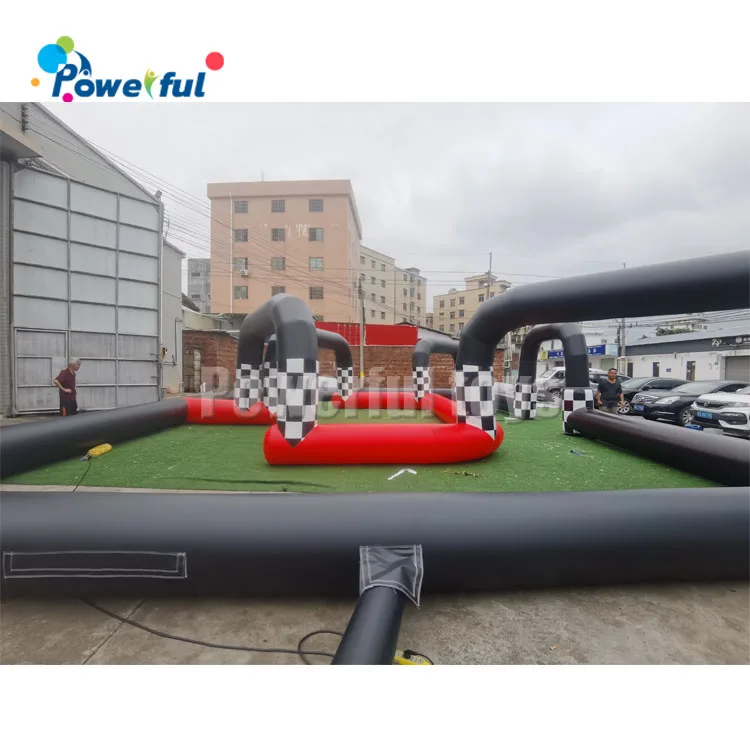 Factory Price Inflatable Bumper Car Track inflatable Go Kart Race Track inflatable Zorb Ball Race Track For Sale