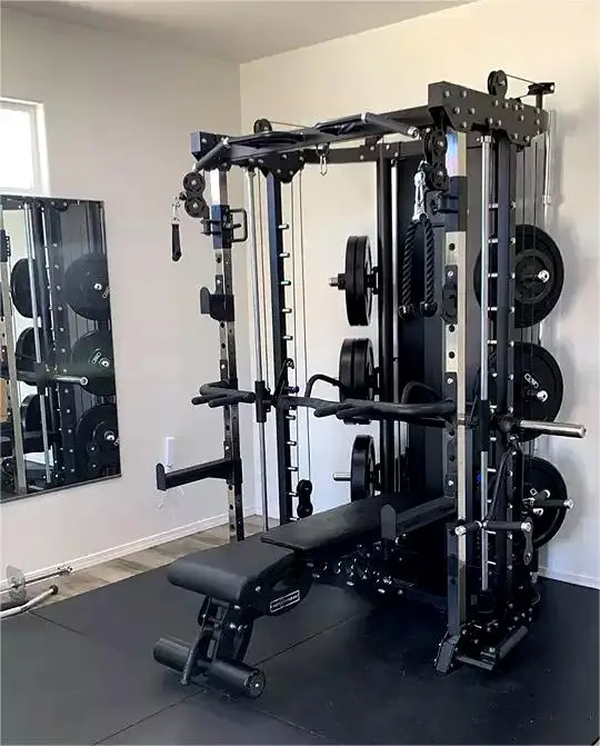 Multi-Functional Power Squat Rack and Smith Machine Home Gym Equipment for Workout Training Shoulder Chest Leg Press Fitness