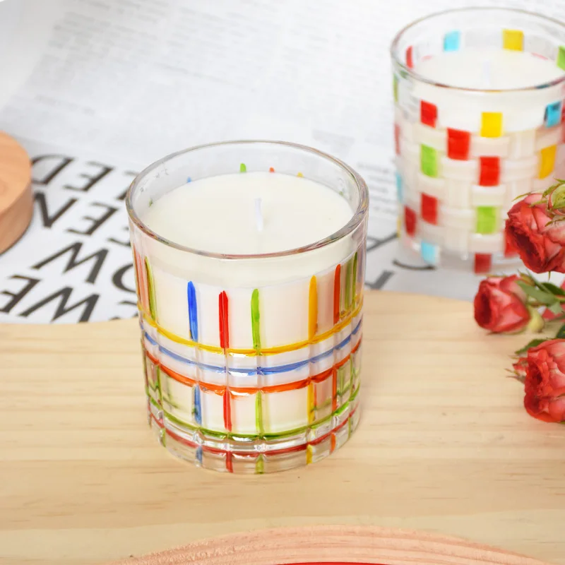 Home Decoration Custom Polka Dot Glass Jar Soy Wax Scented Candle