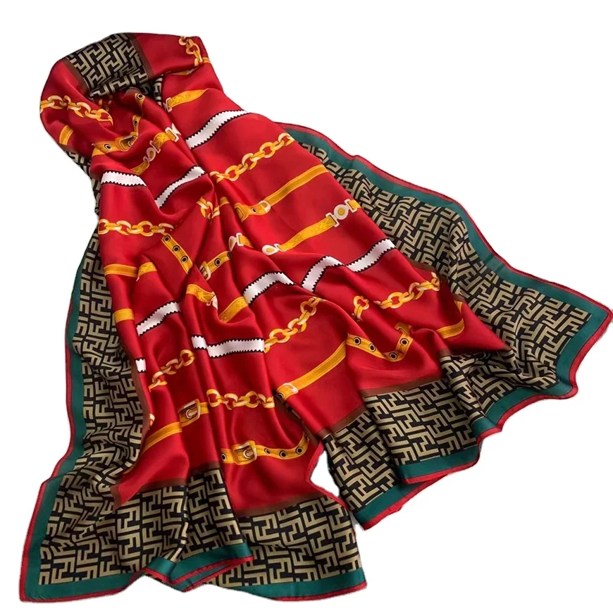 Модный роскошный женский атласный шарф, Шелковый декоративный шелковый шарф с цифровой печатью, шаль для кондиционера