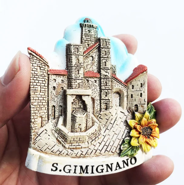Italy Roma MATERA  S.GIMIGNAND travel souvenir resin painted refrigerator magnet