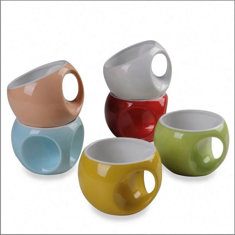 Modern Style Color Glazed Stoneware Mug Blue Ceramic Flower Mug With Spoon For Everyday Use Top Sale Yanxiang Ceramic