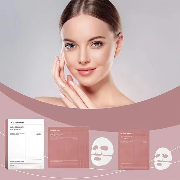 OEM customized 4pcs per box deep Hydrating Pore Minimizing Firming Bio-collagen facial mask for face care