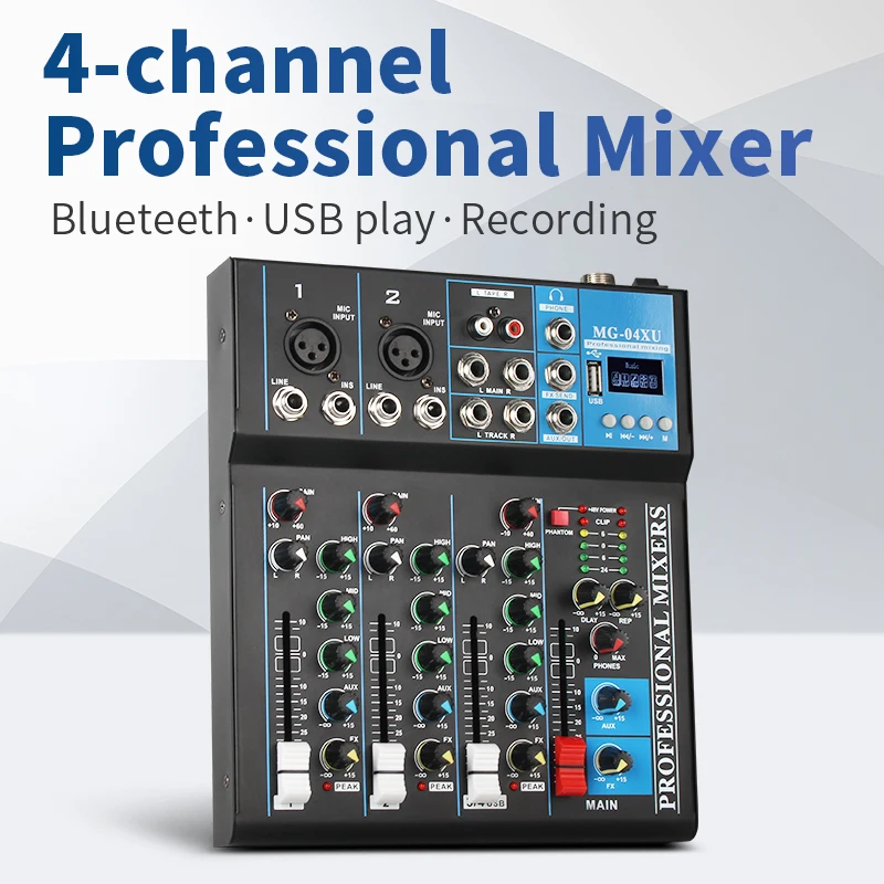 J.I.Y F04 Professional 4-channel Mixer Microphone Mobile Phone Live Broadcast Computer Recording