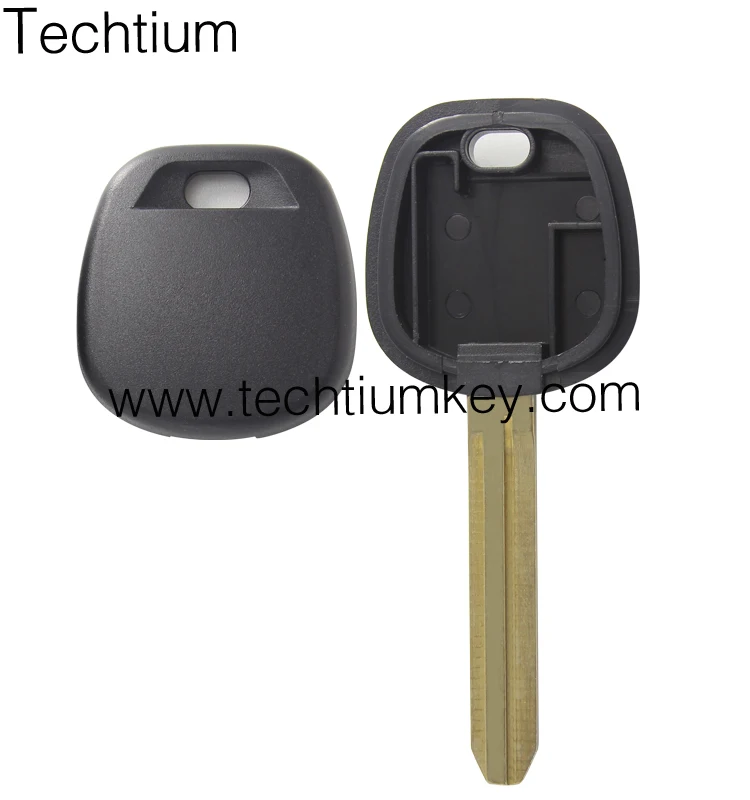 Techtiumkey  Car Transponder Key Case Shell for Toyota Camry Scion Daihatsu with Uncut Key Blade and Hole of Transponder Chip
