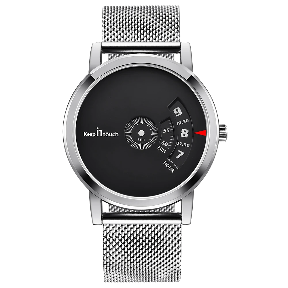 Stylish mens minimalist watches low moq custom logo mesh strap watch