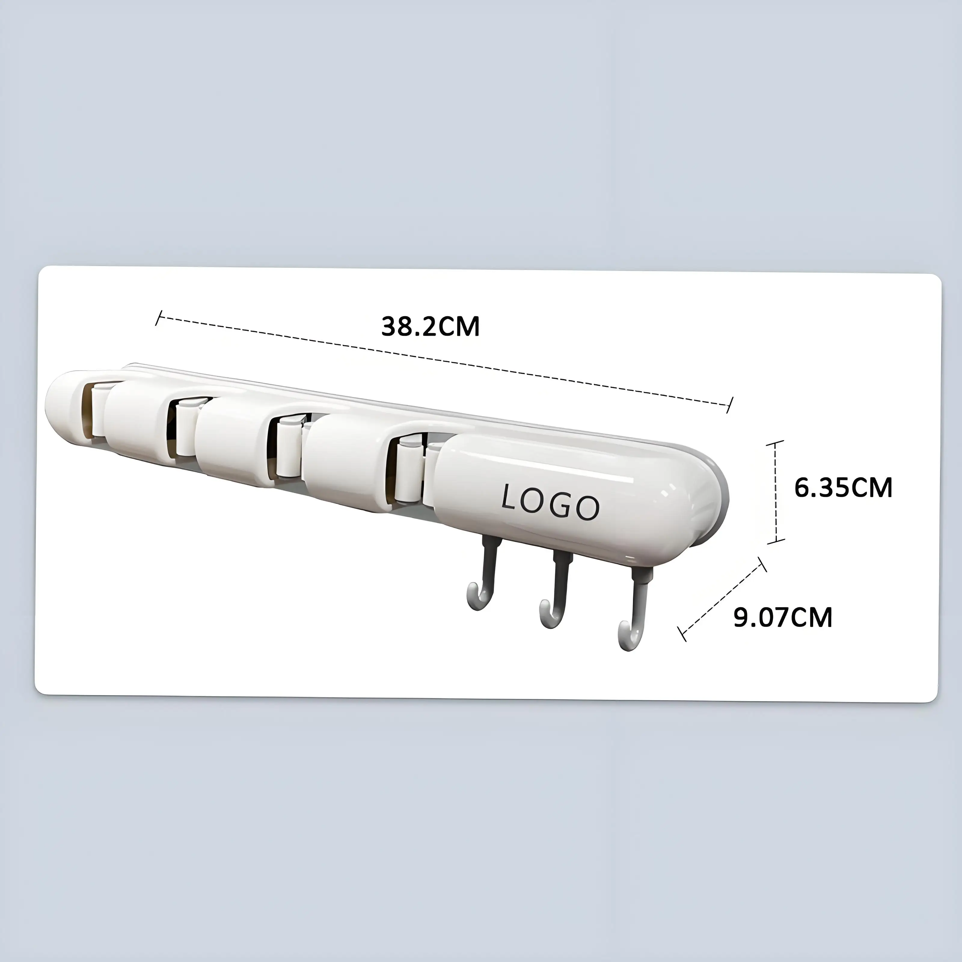 Hot sale plastic wall mounted hole-free with hooks broom mop storage rack bathroom bathroom balcony
