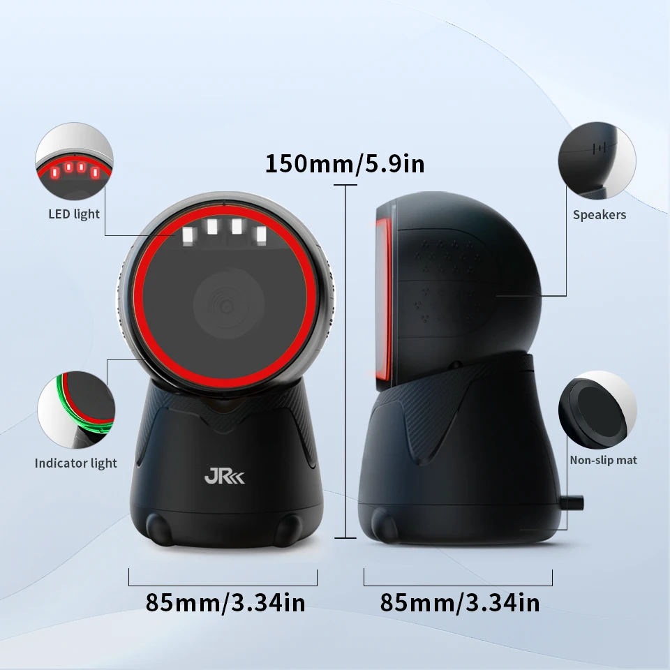 JR Wired USB Barcode Reader Barcode Scanner Omnidirectional Scanner and Android IOS Computer