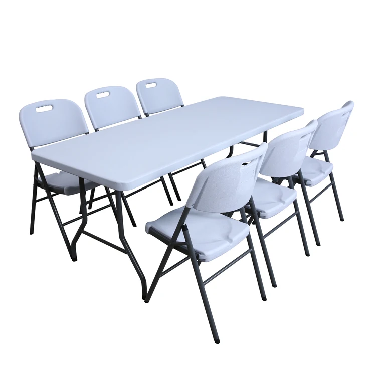 6ft 72inch 183cm plastic HDPE solid top rectangular blow molded table with Dia.25mm leg