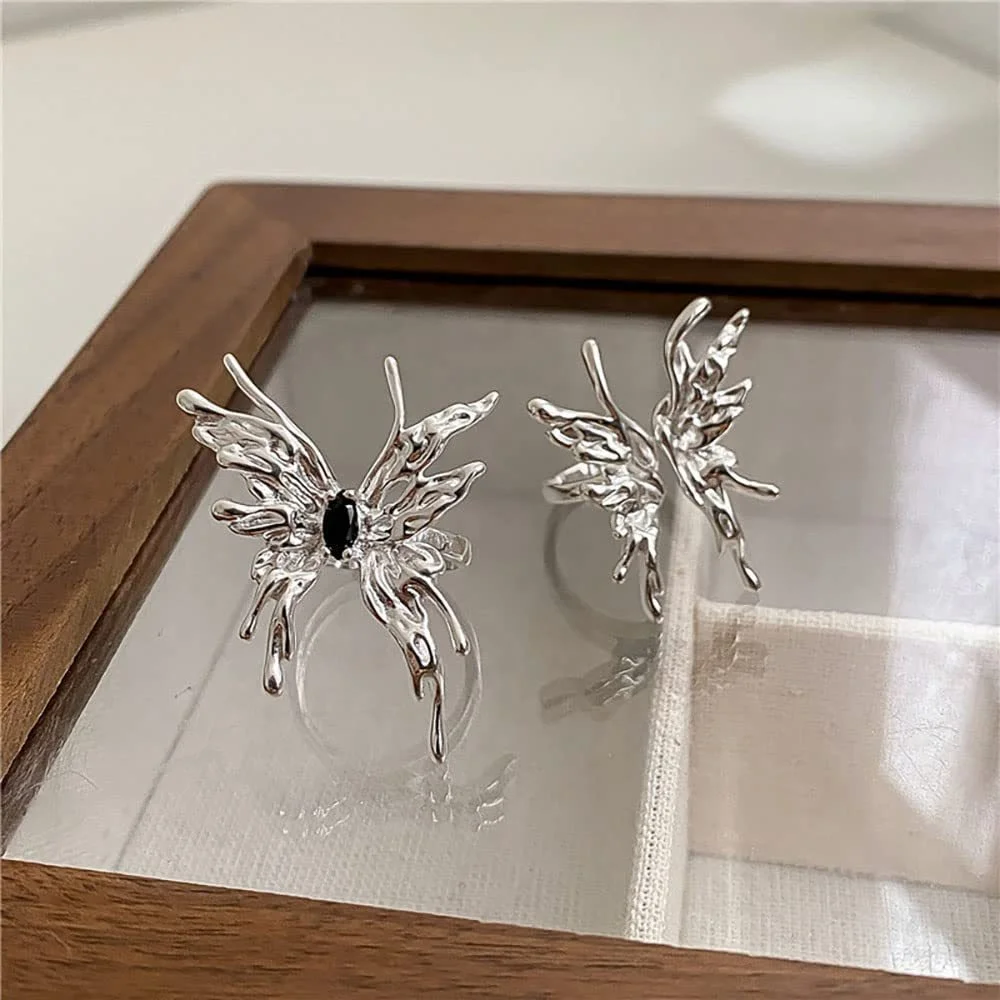 Butterfly Ring Y2k Style Women Dainty Trendy Fashion Jewelry Rings Senior Liquefied Silver Engagement Rings for Women Titanium