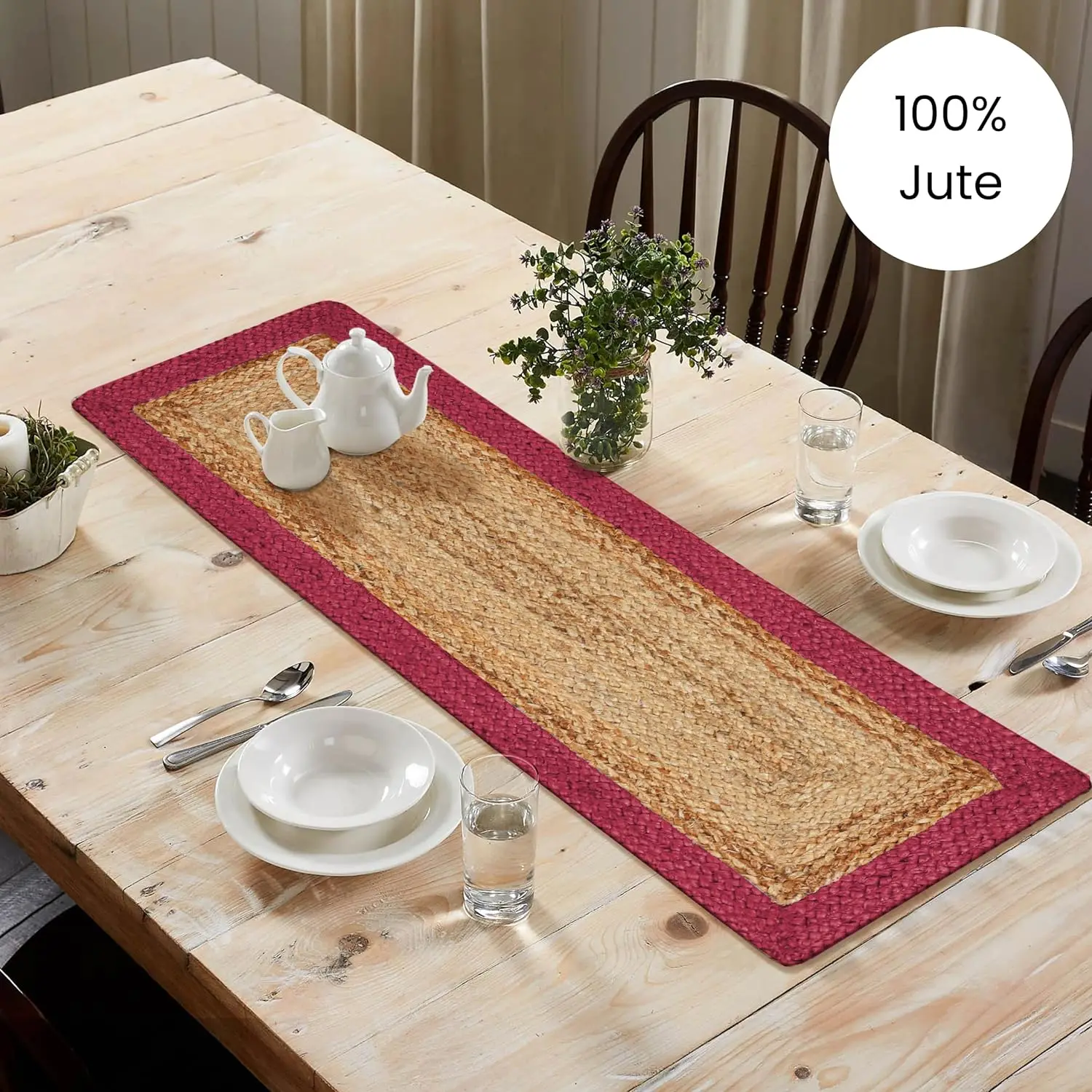 100% Jute Designer Embroidered Rugs For Living Room Bedroom Handmade Oval shape Jute rug with fringes Handmade