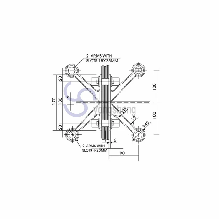 Brushed stainless steel 4way arm spider fittings glass curtain wall mount heavy duty 4-way point spiders