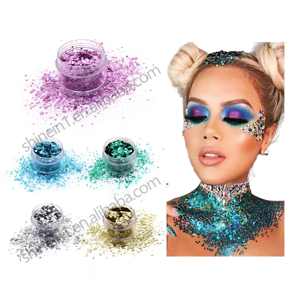 Hot Sale Holographic Face Body Cosmetic Grade Bio Degradable Glitter Eco-friendly Biodegradable Chunky Glitter