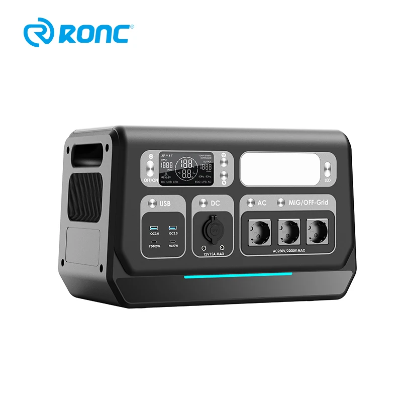 RONC мощный Солнечный генератор солнечный портативная электростанция 2400 Вт аккумулятор