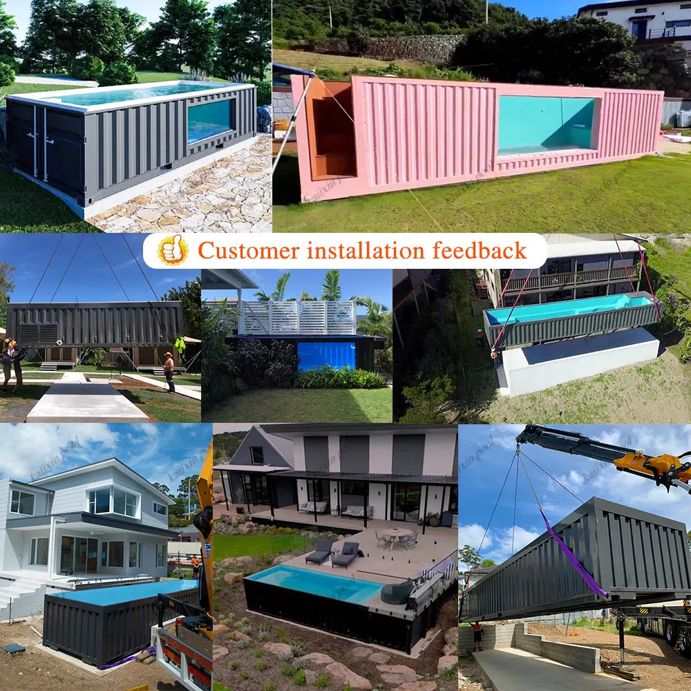 Wholesale Custom Made Luxury Salt Water 20ft Container fab Pool Fibreglass Swimming Pool Accessories Equipment