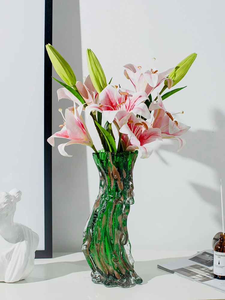 Murano Art Craft Colored Glaze Glass Craft Hand Made Blown Glass for Home Decoration vase