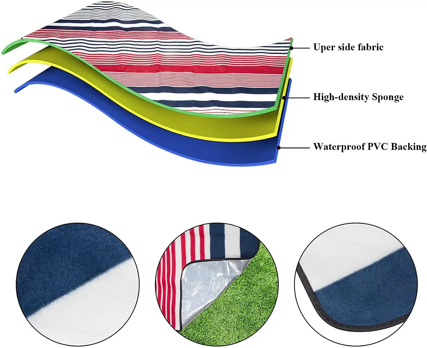 Eco-Friendly lightweight portable 100% Polyester Printed Fleece Plaid Folding outdoor Waterproof Large Custom Picnic Blanket