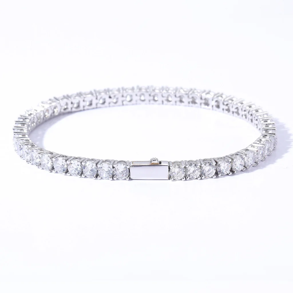 Wholesale Hip Hop CZ Zircon Inlay Spring Buckle Tennis Chain 18K Gold Plated 3/4/5 mm Fashion Couple Bracelet for Men and Women