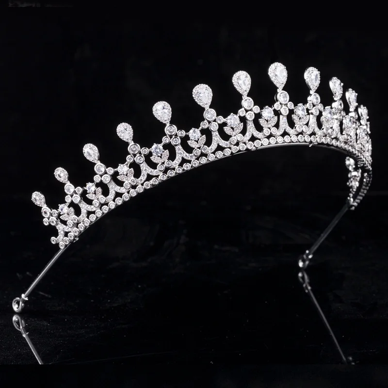 Горячая распродажа европейский королевский свадебный головной убор свадебные аксессуары для волос кубический цирконий корона для конкурса