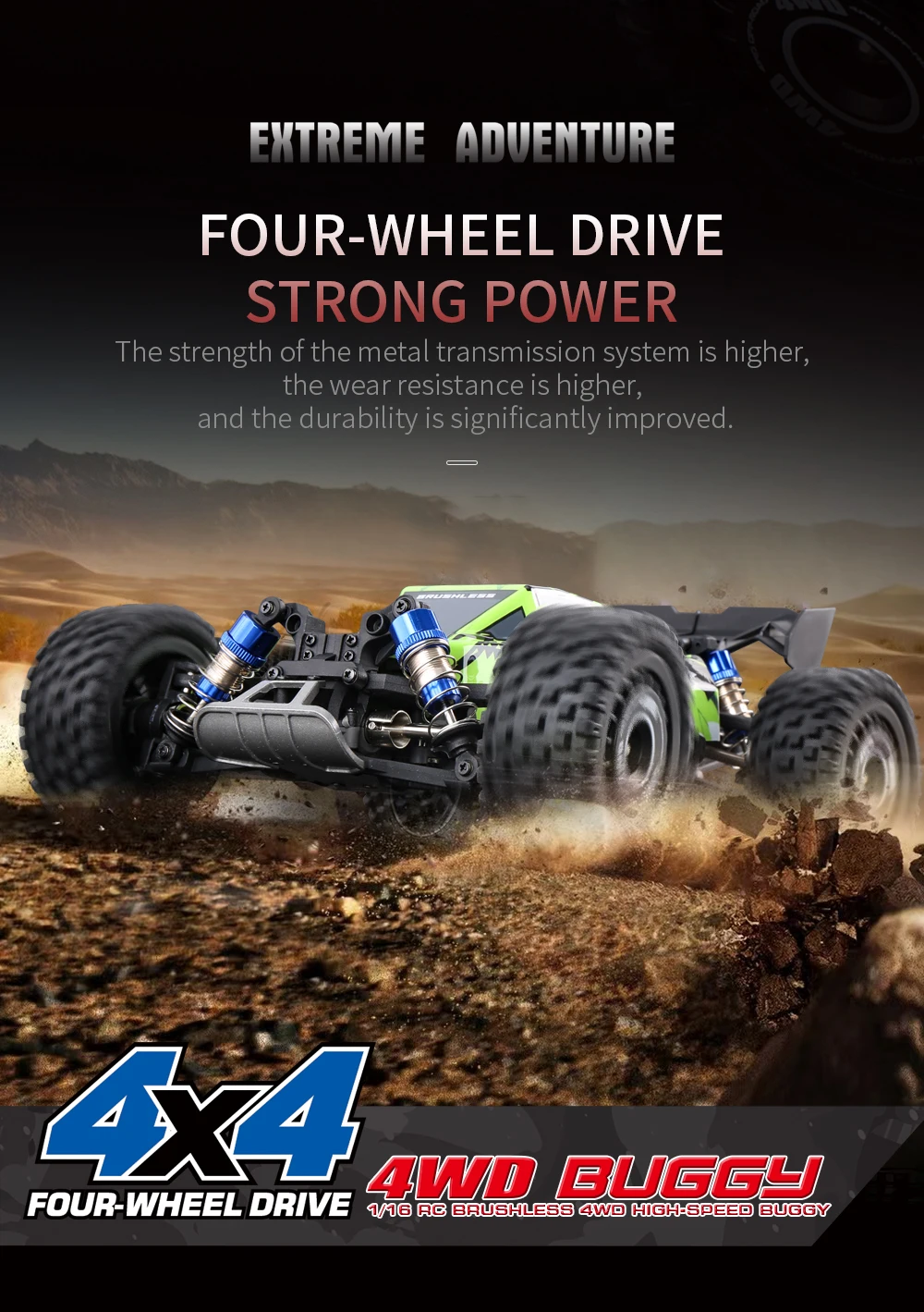 KF13 62KM/H 1/16 Scale Brushless RC Cars Remote Control Toys 4WD Off-Road RC Monster Truck RTR RC Vehicles for Adults Kids