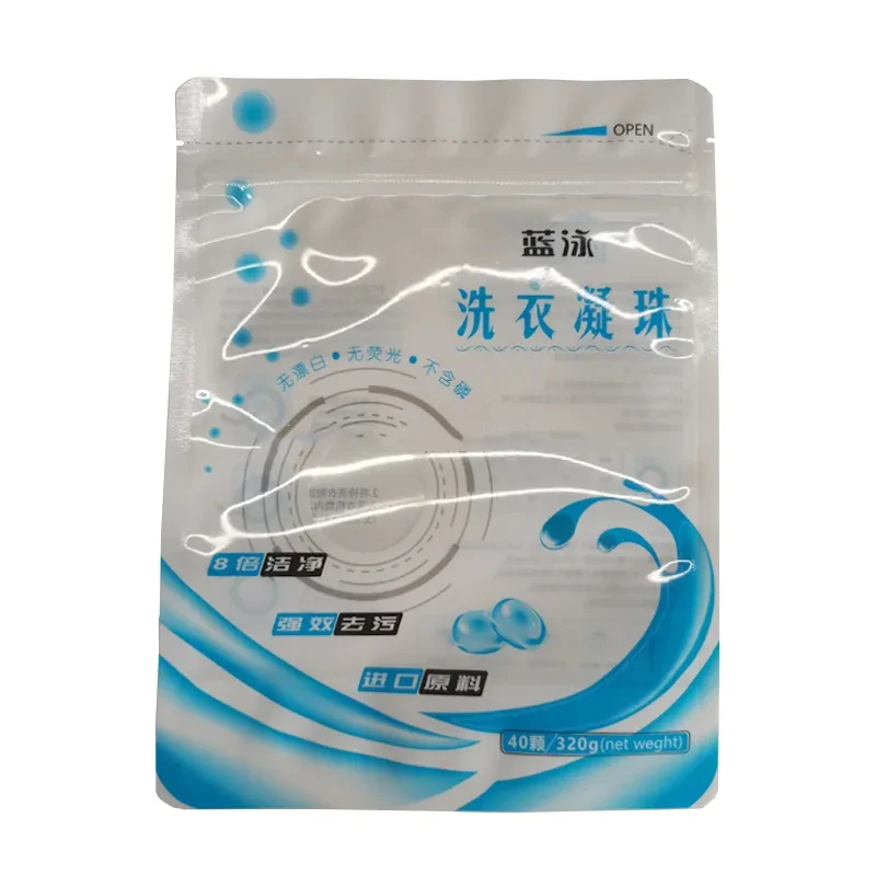 Custom Printed Logo Ziplock Large Capsule Detergent Pod  Laundry Pods Packaging Powder Washing Powder Plastic Pod Bags