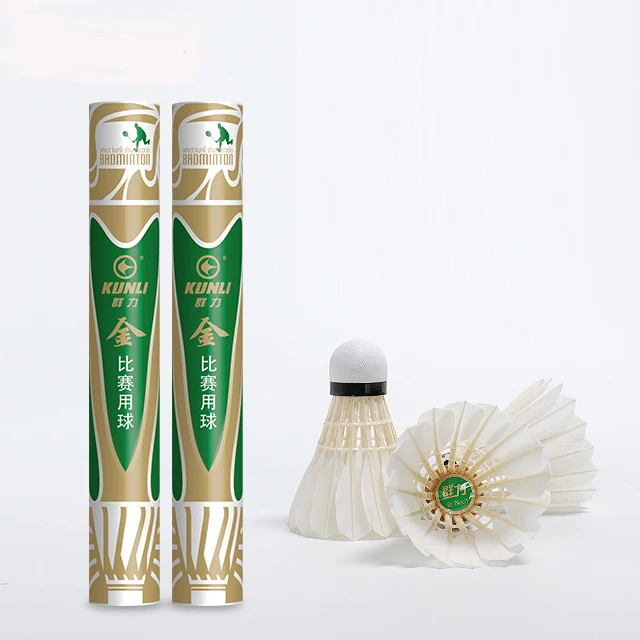 KUNLI Cheap Gold 3 Goose Feather Badminton Cock Shuttlecock For International Tournament