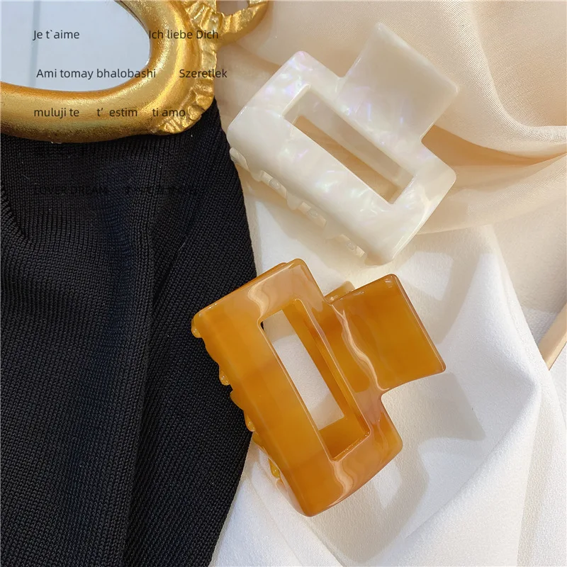  JUHU 2021 темпераментные цветные имитирующие раковину блестящие акриловые полые клипсы одноцветные классические универсальные шпильки оптом для женщин