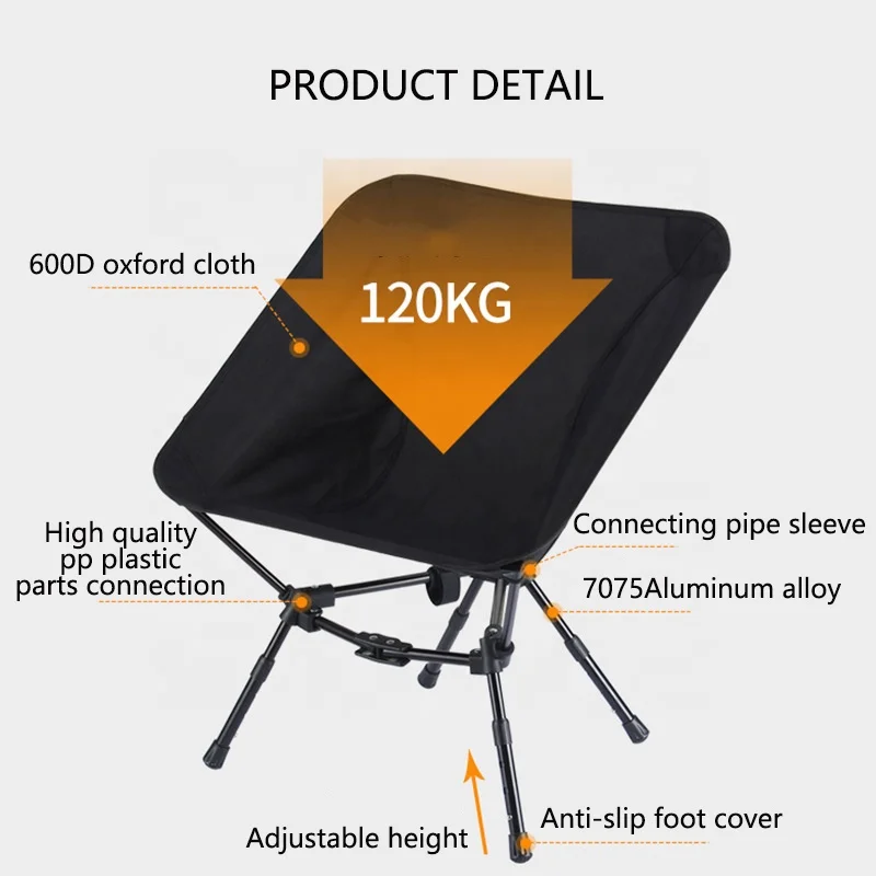 Outdoor durable Customized Triangle Folding Portable Ultra-light Space chair Aviation Aluminum Alloy Moon Beach camping Chair
