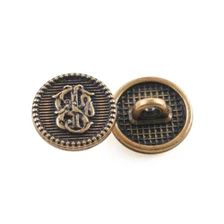 Professional Factory Quality Assurance Custom shape Embossed Gold Brass Shank Button for Uniform Clothing