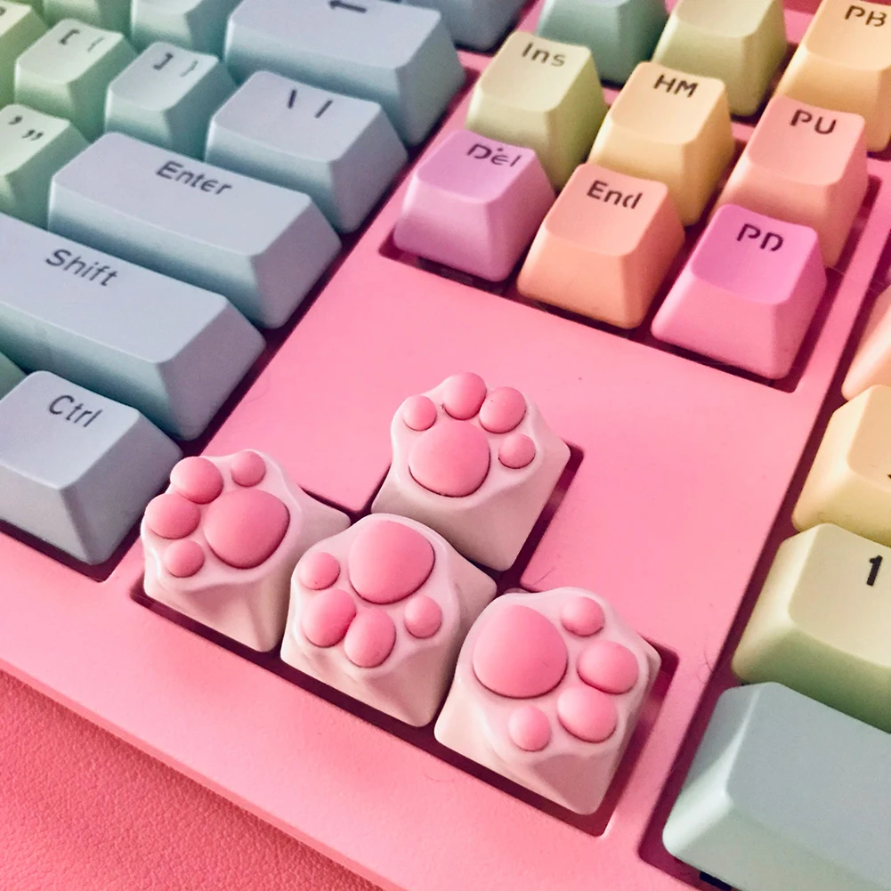 Kawaii Cute Cat Paw Pink Mechanical Keyboard Buttons Key Cap Replace KeyCap For Birthday Gift