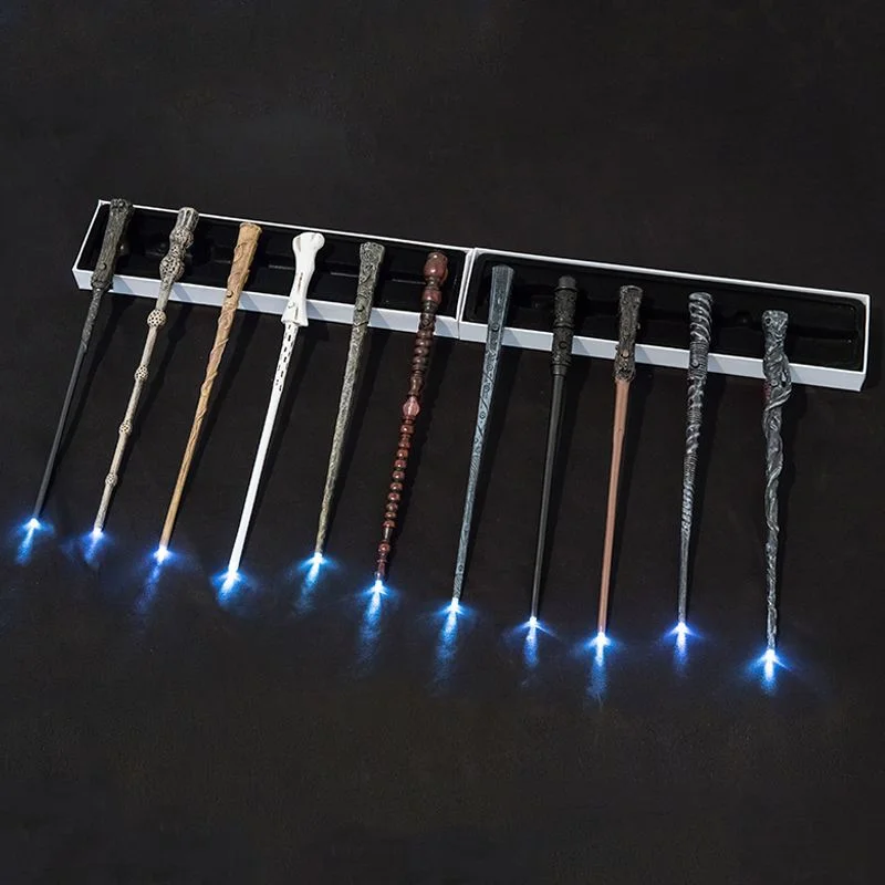 LED Glowing Wand Halloween Party Props Decoration Mystery Wizard Stick Harry Cosplay Magic Luminous Wand With Box Kid Gifts