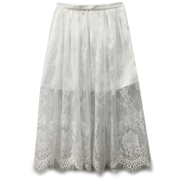 Винтажная сетчатая Прозрачная Кружевная Женская юбка