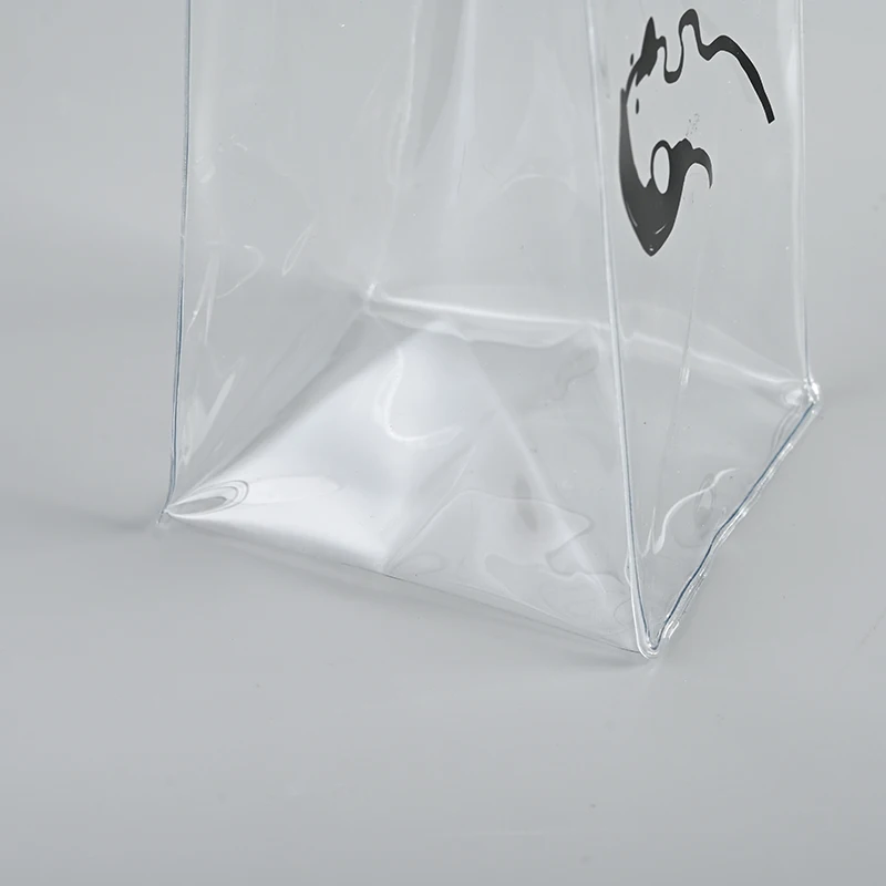 wine bottle ice bag custom Wine Bag Clear Transparent PVC Ice chill waterproof tube handles Bag