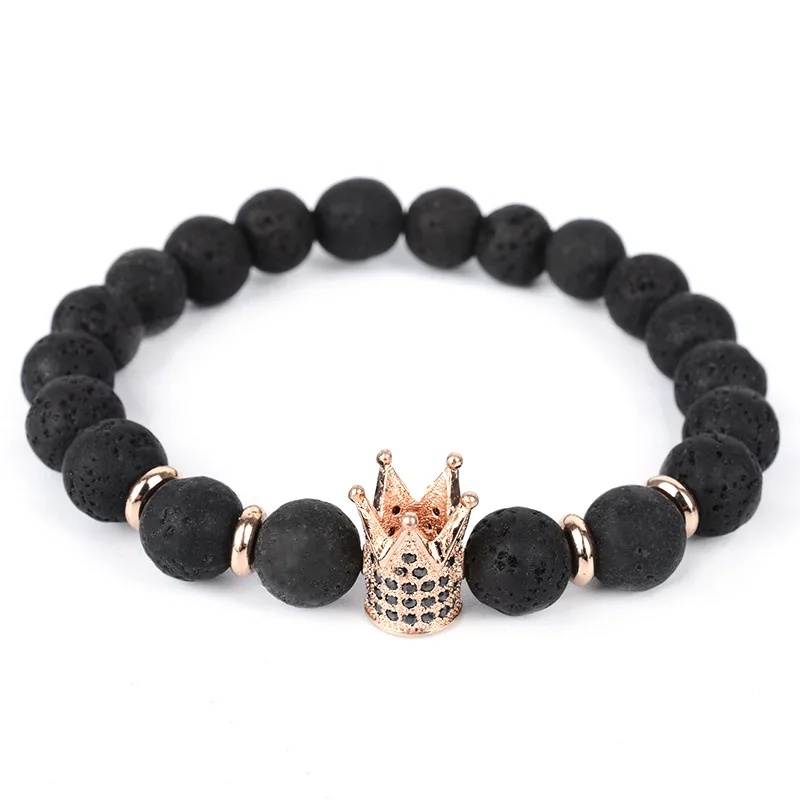 Wholesale Popular Hot selling accessories micro inlaid black crown creative volcanic rock Bracelet