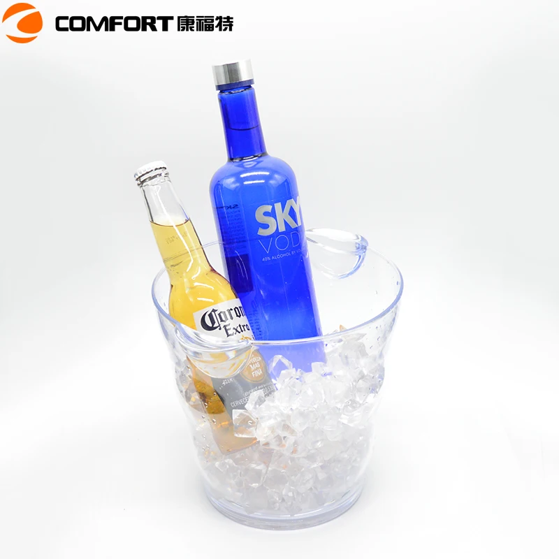 Cheap round 4.5L ps plastic sparkling gin champagne beer LED  ice bucket for events