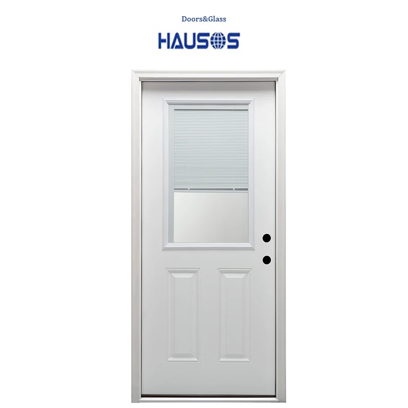 American style hot sale Nigeria steel frame and wooden panel front door
