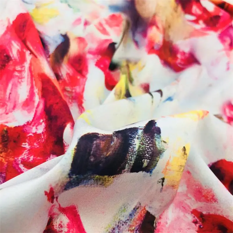 Wholesale Fabrics Suppliers Custom Print Fabric Poly Silk Satin Chiffon Fabric For Dress