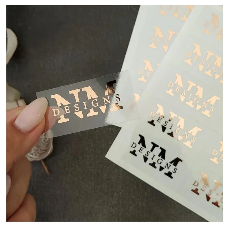 Print Circle Transparent Rose Gold Sticker LOGO Label Adhesive PP Rose Gold Foil Stickers