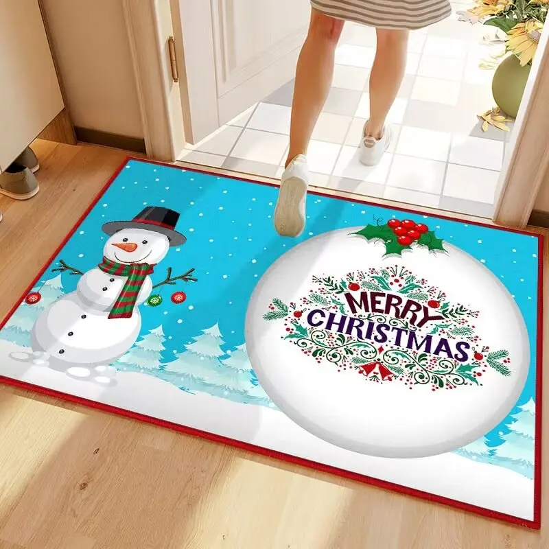 Family carpet faux cashmere Christmas element carpet doorway carpet small floor mat  hot sell mat residential rug