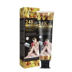 Custom Logo Removal Cream 24K Gold Collagen Depilatory Hair Removal Cream Legs & Body for Men Women