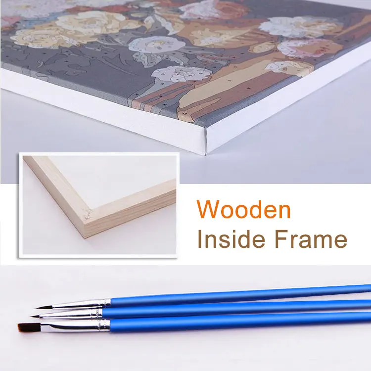 Custom Family Photos Oil Painting By Numbers Kit Watercolor Wooden Brushes Printed Adult Canvas Home Decoration DIY Wall Art