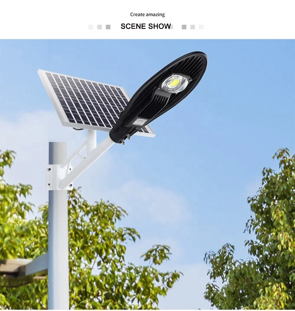 High Lumens IP65 Waterproof 50W 100W 150W 200W Solar Power PIR Motion Sensor LED Solar Street Lights