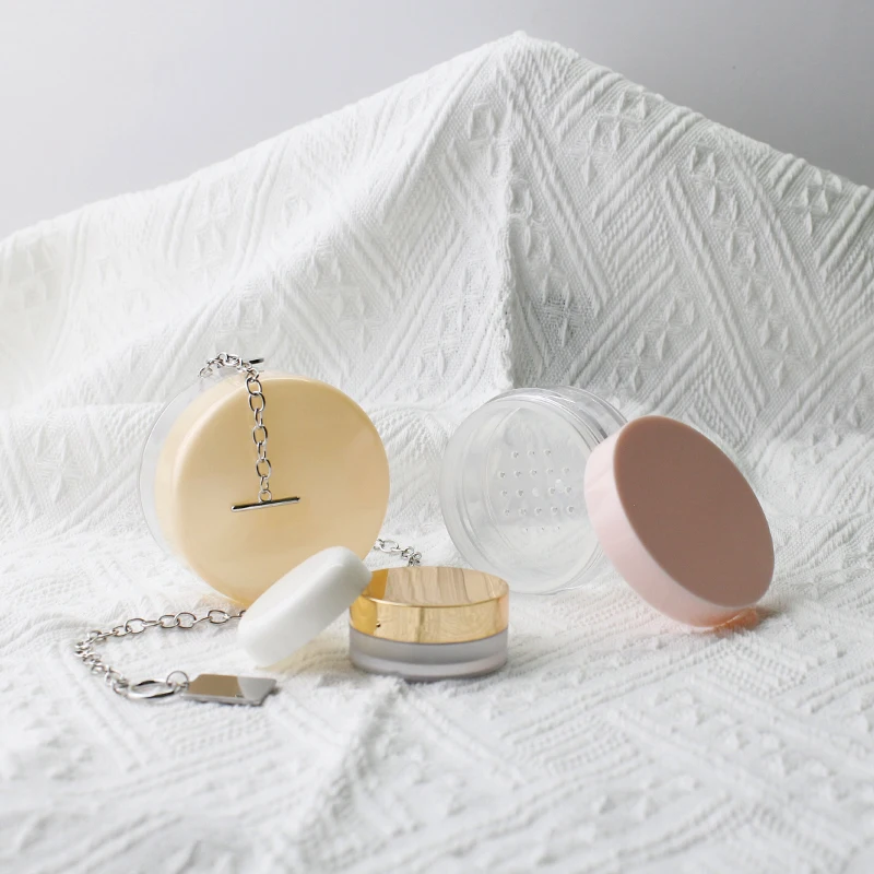 Custom round loose compact powder case cosmetic packaging pressed powder compact case