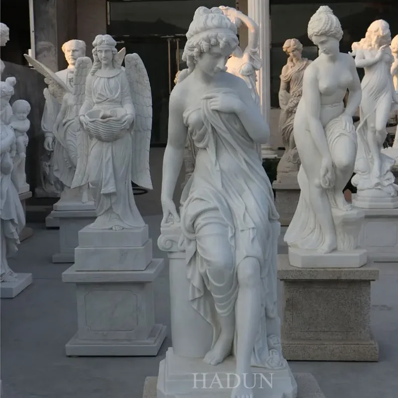 Hand Carved Villa Hotel Decorative Life Size Garden Natural Stone White Sexy Woman Sculpture Marble Nude Lady Statue For Sale