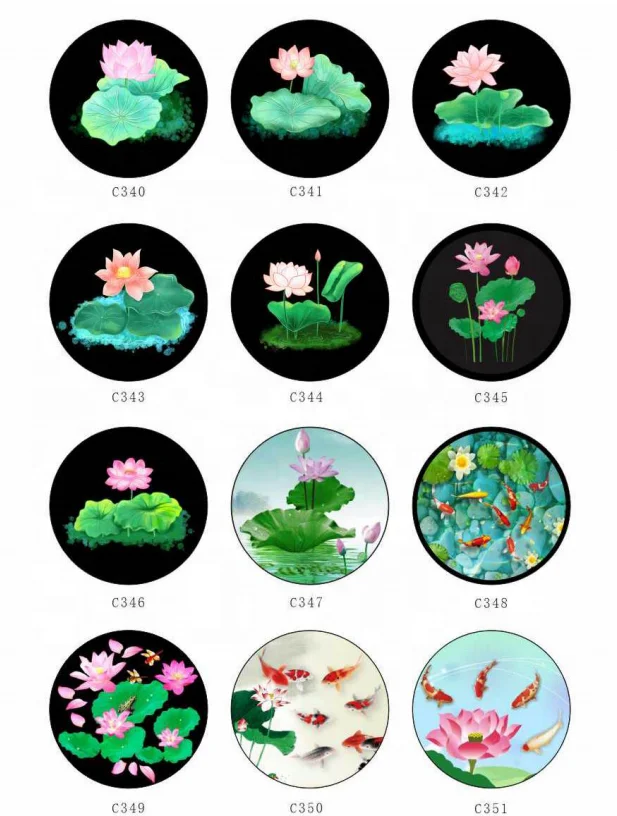 Custom Advertising Logo Gobo Waterproof Lamp Light Make Glass Filter Lens Projector Gobo