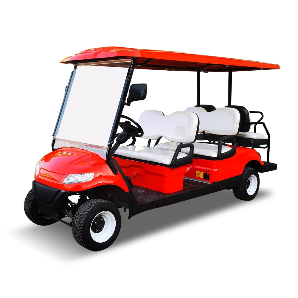High quality six seat golf sightseeing cart Equipped with lithium battery for comfortable seats and windshield made in China