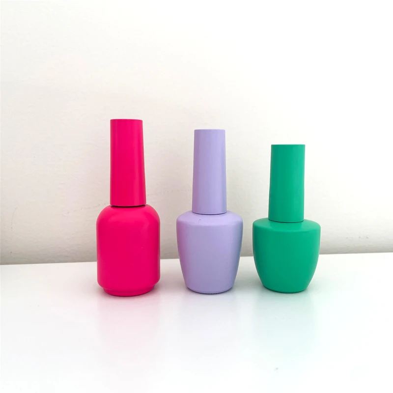 Factory Custom 8ml Frosted UV gel glass bottle packaging empty Square Silver cap nail polish bottle with Brush cap