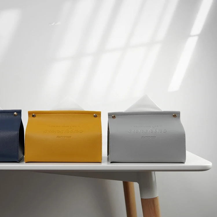 Wholesale Car Tissue Holder Home Living Room Creativity Napkin Box Tissue Paper Leather Tissue Box